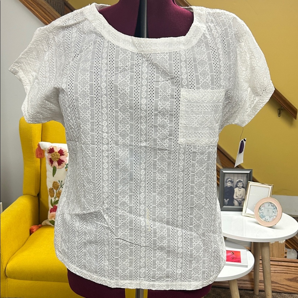 Elegant White Eyelet Blouse